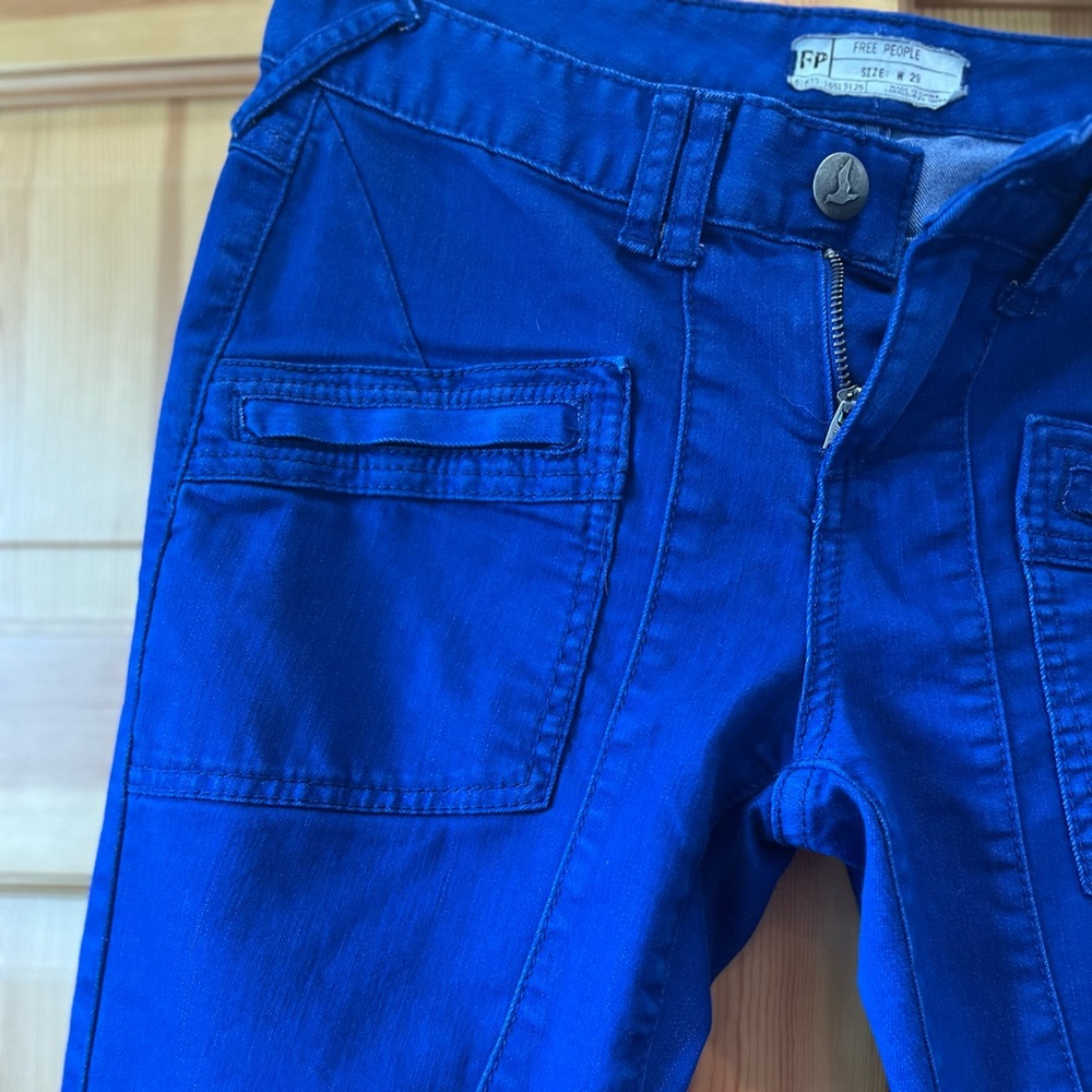 Free People Moto Jean Electric Blue EUC L1992
